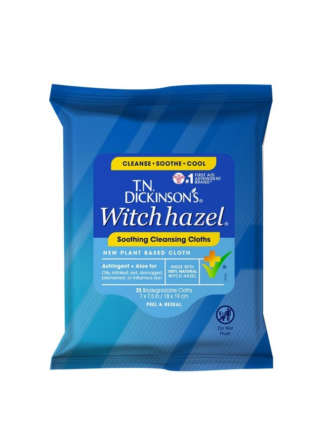 T.N. Dickinson's Witch Hazel New Soothing MultiUse Cleansing Cloth, Clear, 25 Count - Image 1