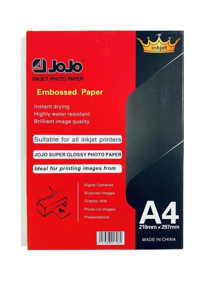 JOJO - Waterproof Embossed Card Paper Inkjet Photo Paper A4 Size-50 Sheets A4 Size 300gsm - Image 1