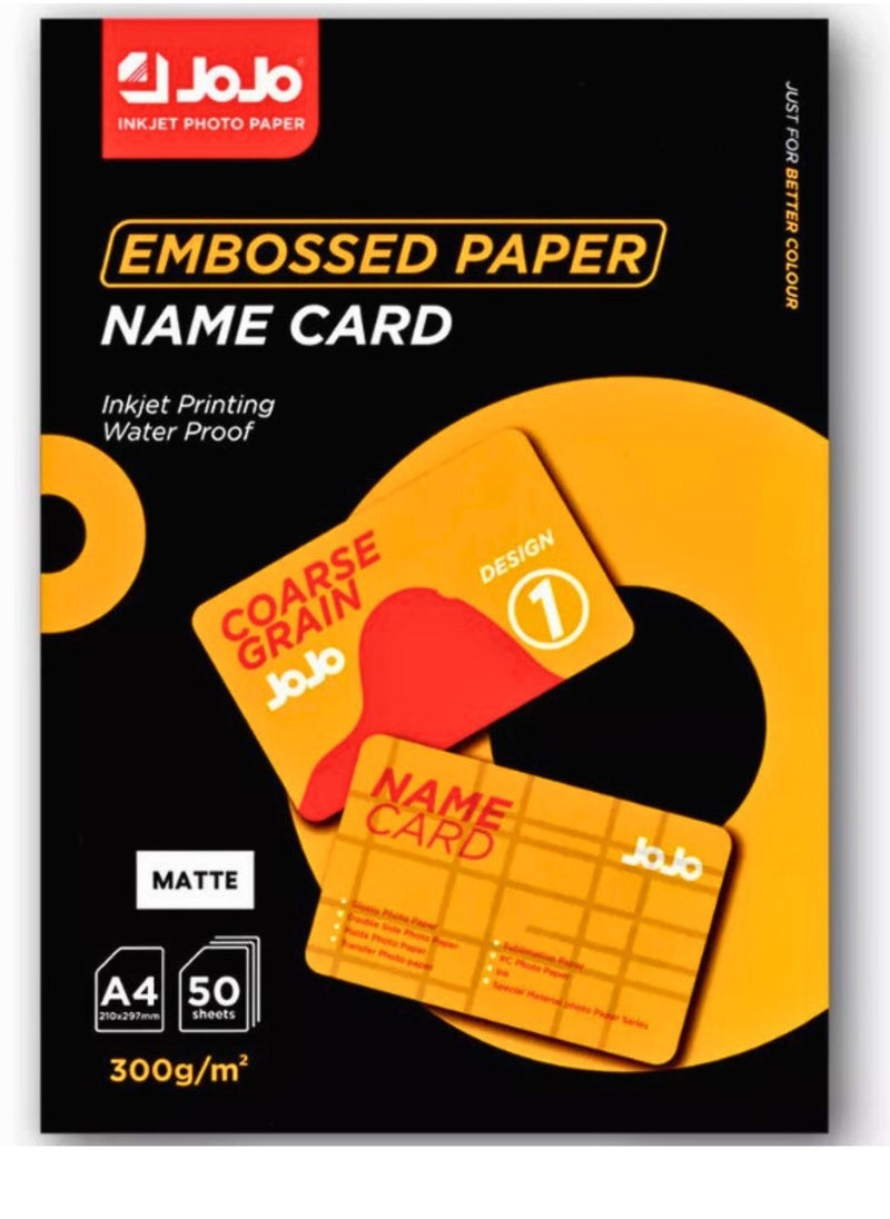 JOJO - Waterproof Embossed Card Paper Inkjet Photo Paper A4 Size-50 Sheets A4 Size 300gsm - Image 1