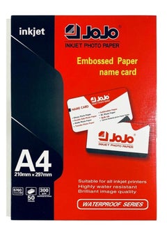 JOJO Waterproof Embossed Card Paper Inkjet Photo Paper A4 Size-50 Sheets A4 Size 300gsm  - Image 1