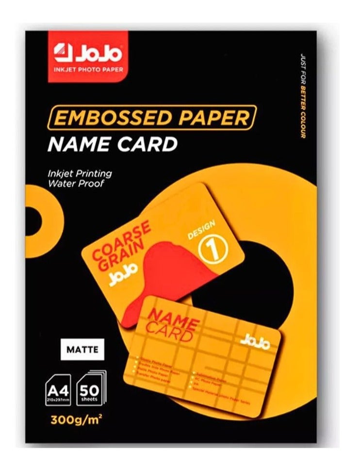 JOJO ورق صور حبر نفاث مقاوم للماء مزخرف بحجم A4 - 50 ورقة بحجم A4 300 جرام - Image 1