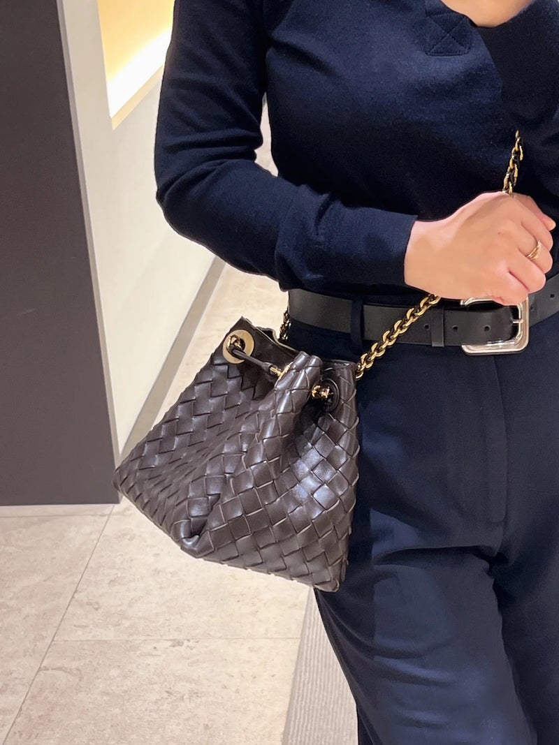 Ladies Chain Parachute Bag Handmade Leather Woven Bag All-Match Commuter Shoulder Crossbody Bag Trendy - Image 2