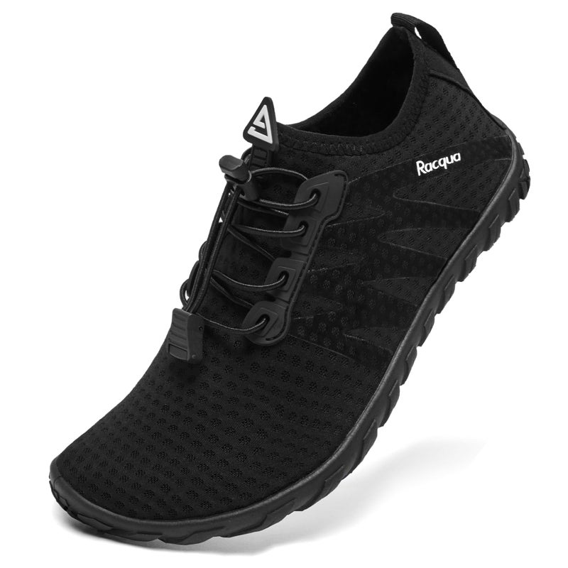 Racqua Womens Water Shoes Mens Quick Dry Barefoot Swim Shoes Lightweight Sports Beach Surfing Kayaking Aqua Shoes Black 7.5 Women/6.5 Men - Image 1