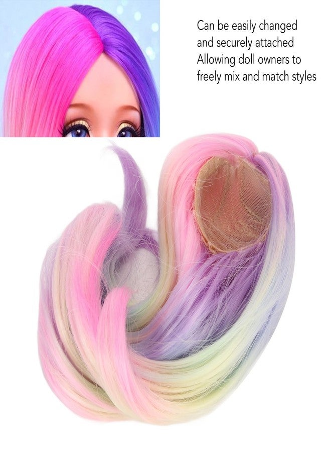 Zerodis 1/6 Jointed Doll Wig Delicate Heat Long Lasting Stretchproof Doll Hair Wig for 1/6 Doll (Rainbow) - Image 3