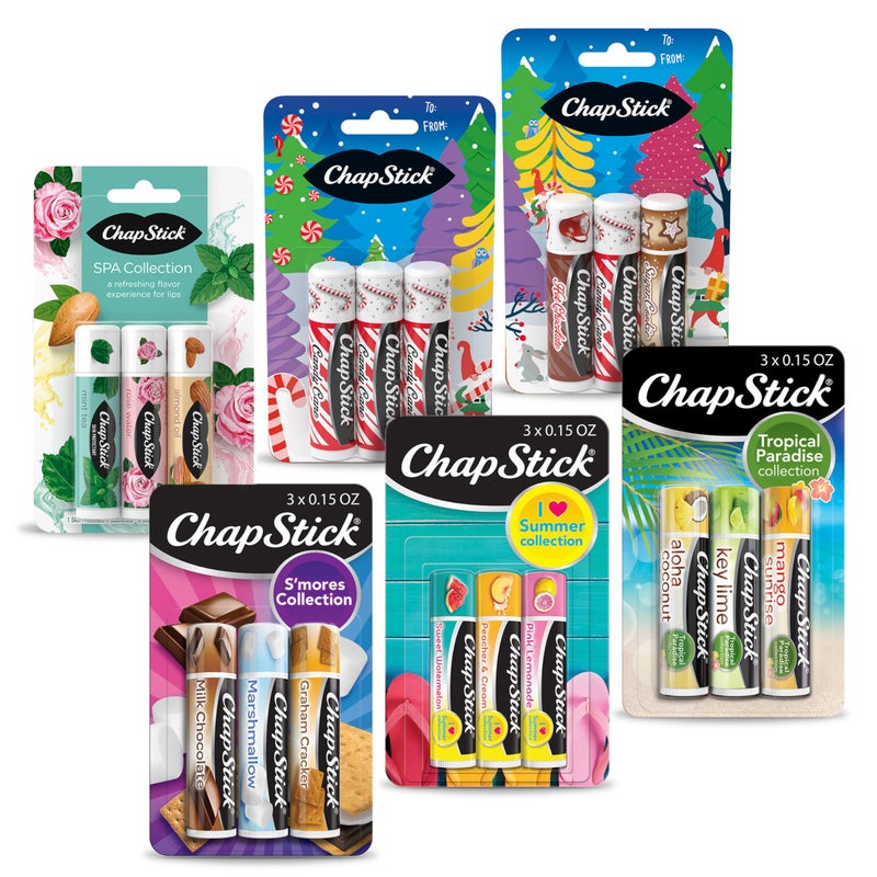 chapstick ChapStick Fan Favorites Multi-Pack Flavored Lip Balm Tubes Fan Favs - 0.15 Oz (Box of 6 Packs of 3)