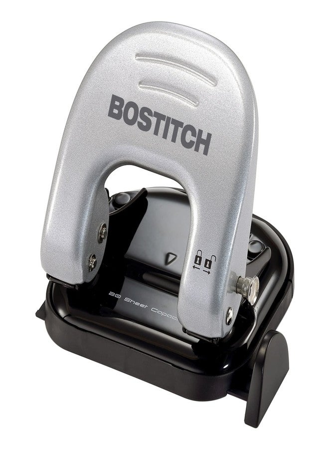PaperPro Bostitch Office EZ Squeeze Reduced Effort 2-Hole Punch, 2 Sheets, Locking Handle, Silver (231) - Image 1