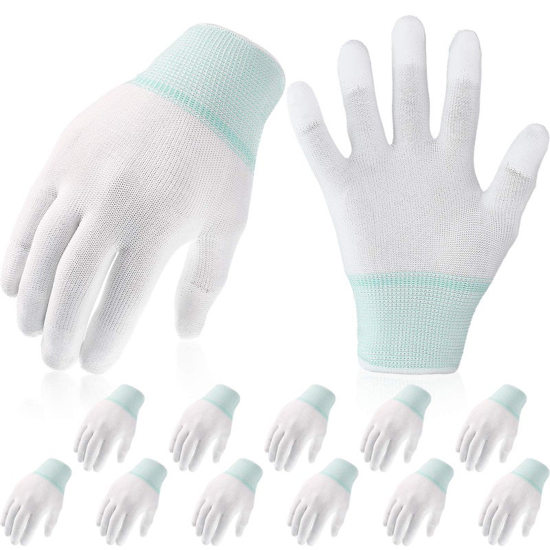 Satinior SATINIOR 12 Pairs Quilting Grip Gloves Machine Quilting Gloves for Free-motion(Medium Size,Green)  - Image 1