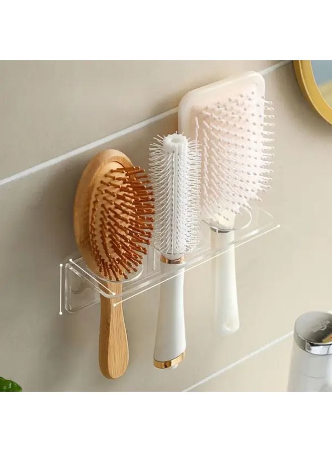 Transparent Wall Mounted Crystal Hairbrush Holder For Bathroom Organizer No Drill - Image 5