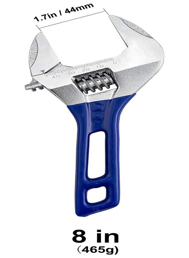 LSLANSOON 8”(200mm) Short Handle Adjustable Wrench with 1.7”(44mm) Wide Jaw Opening for Plumbing Auto Repair Home Maintenance - Image 2