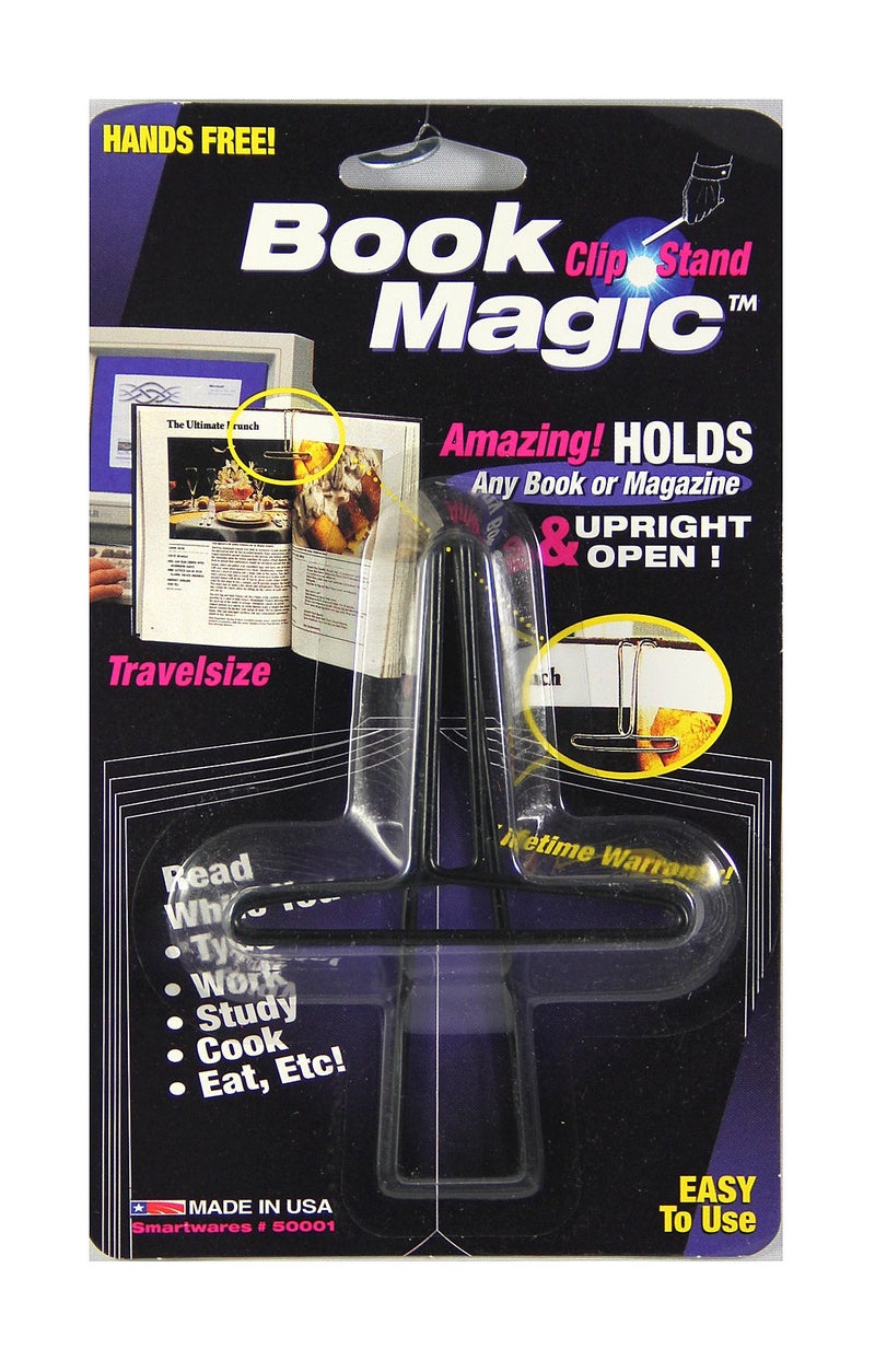 Smartwares Book Magic Book Clip and Stand (Black), Portable, Metal Clip Holds Books Upright, for Reading, for Book Lovers, Made in USA - Image 1
