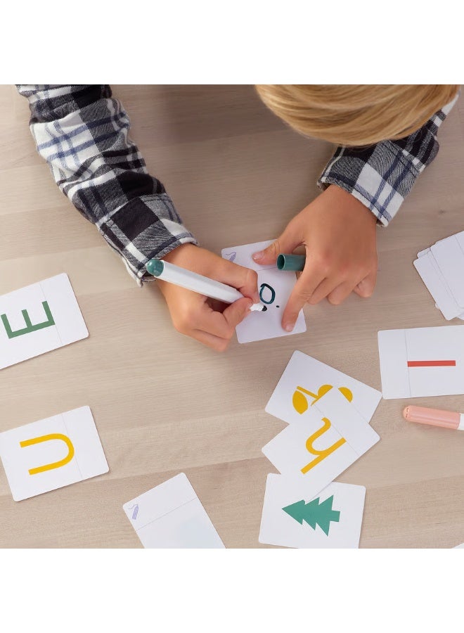 IKEA (IKEA) طاقات تعليمية من ايكيا UNDERHÅLLA – مجموعة من 64 بطاقة حروف وأرقام ورموز – بطاقات تعليمية ملونة للأطفال +3 سنوات – لتعليم الحروف والأرقام وتنمية المهارات - Image 4