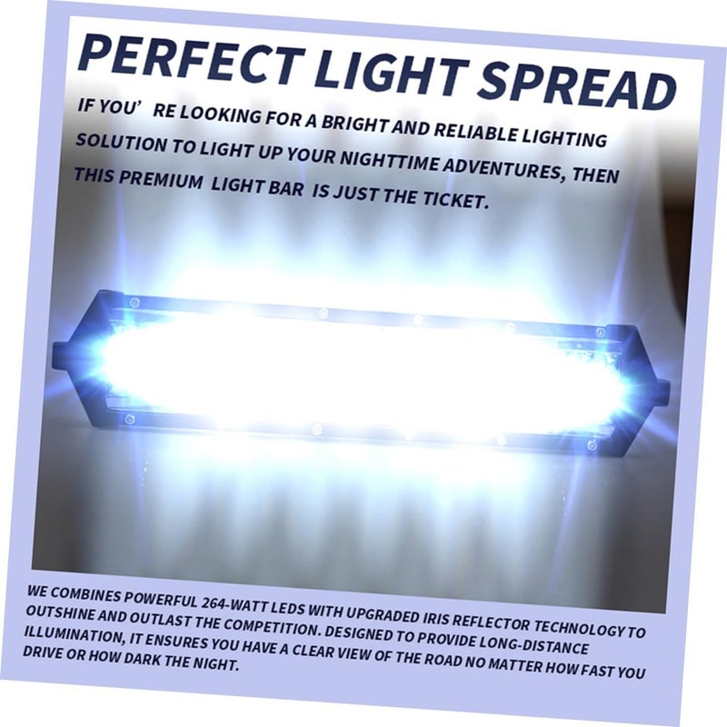 شريط إضاءة عمل LED بقوة 264 واط بحجم 12 بوصة مع 5 صفوف و88 شريحة، ضوء كشاف موضعي لسيارات الدفع الرباعي والشاحنات للقيادة على الطرق الوعرة، مصباح قيادة LED عالي الأداء للاستخدام في السيارات - Image 3