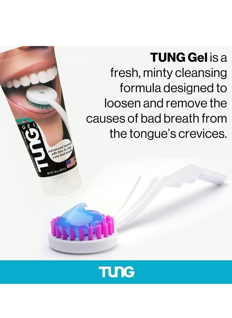 Tung - Set Of Fresh Mint Tongue Cleaning Gel Paste Advanced Formula With Zinc And Random Colour Tongue Brush Scraper To Remove Bad Breath Odor Eliminator - Image 1