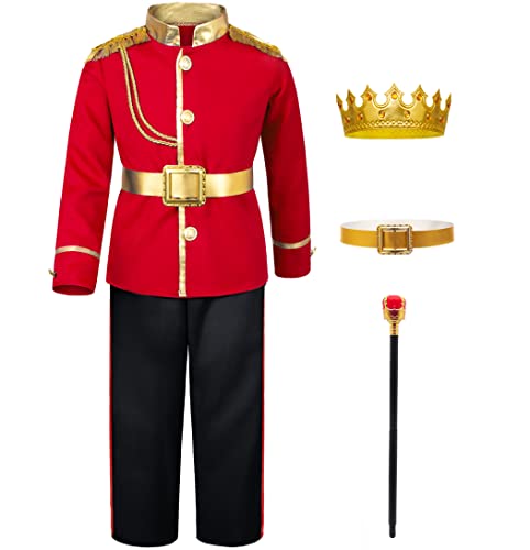 TOGROP Prince Charming Costume for Kids Boys Royal Prince King Outfit Party Cosplay 89 Years Red - Image 1