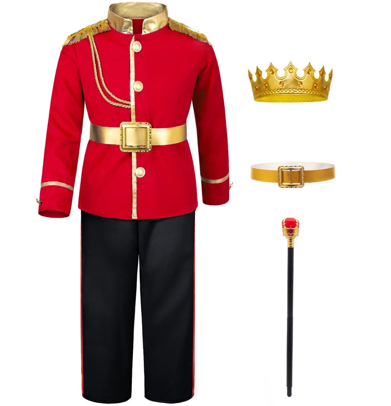 TOGROP Prince Charming Costume for Kids Boys Royal Prince King Outfit Party Cosplay 89 Years Red - Image 3