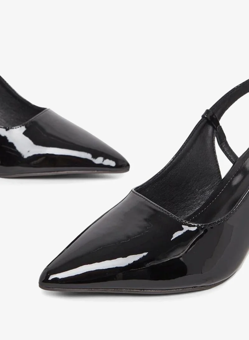 ستايلي حذاء بكعب رفيع من الجلد اللامع بحزام خلفي