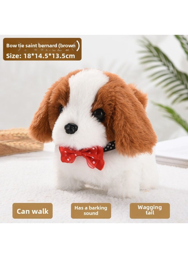 Toy Dog Children Plush Electric Toy Walking Dog Electric Dog Stall Electronic Puppy Pet Teddy-Colour:Bow Tie St. Bernard  - Image 1