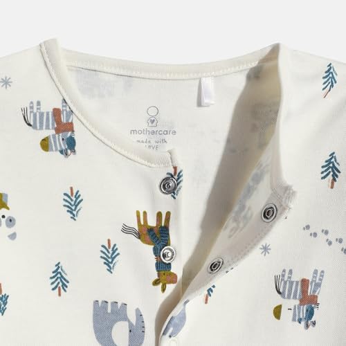 Mothercare Unisex Cozy Animals Printed Full Sleeve All-In-One - White/Navy - Image 3