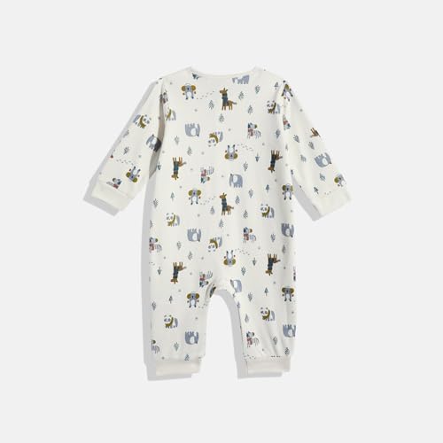 Mothercare Unisex Cozy Animals Printed Full Sleeve All-In-One - White/Navy - Image 2