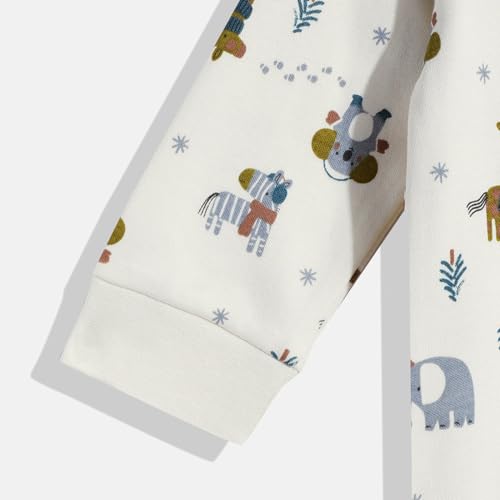 Mothercare Unisex Cozy Animals Printed Full Sleeve All-In-One - White/Navy - Image 4