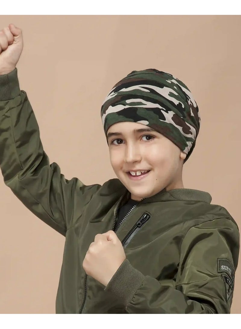 Rung Drew Military Design Beanie for Kids - Image 1