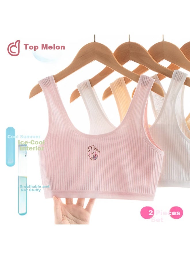 Top melon Dingguagua 2-piece Girls' Underwear, First Stage Of Student Development, Cotton Anti-nipple Nudity, For 8-14 Year Old Girls' Camisole - Image 1