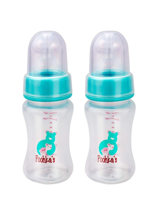 Small Wonder Baby Feeding Bottle Wide Neck Poohka's 150 ml Pack of 2, with Anti Colic Nipple, New Born/Infants/Toddler Upto 3 Years, BPA Free, Green Colour - Image 1