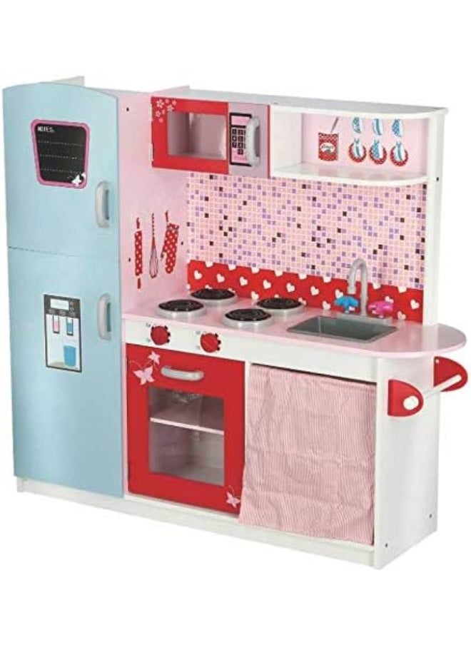 Rainbow Toys - RBW TOYS Doll House Kit Kitchen and fridge DIY Toy Realistic 3D with Furnitures Birthday Gift For Girl 112*31*102 CM - Image 1