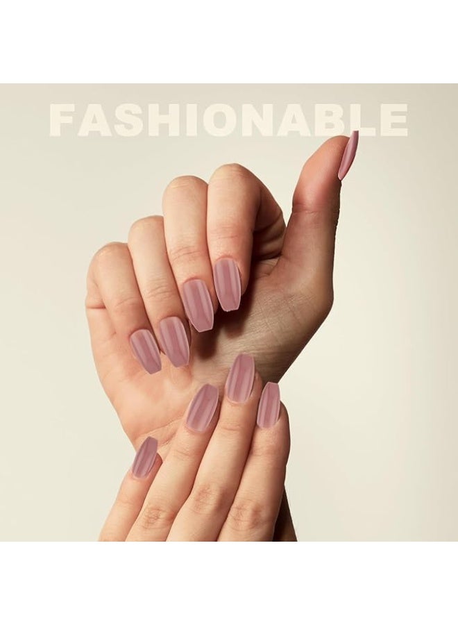 Glossy Press On Nails, 12 Colors Coffin Fake Nails Full Cover Short Nail Oval Shape False Nails Artificial Fingernails for Women Girls(Glossy) - Image 3