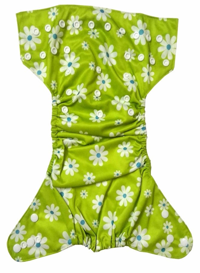 N&M Reusable Printed Cloth Diaper Without Insert - (Green Flower) - Image 3
