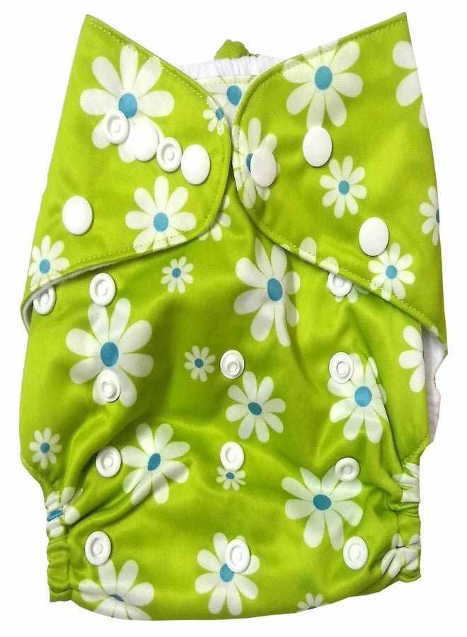 N&M Reusable Printed Cloth Diaper Without Insert - (Green Flower) - Image 2