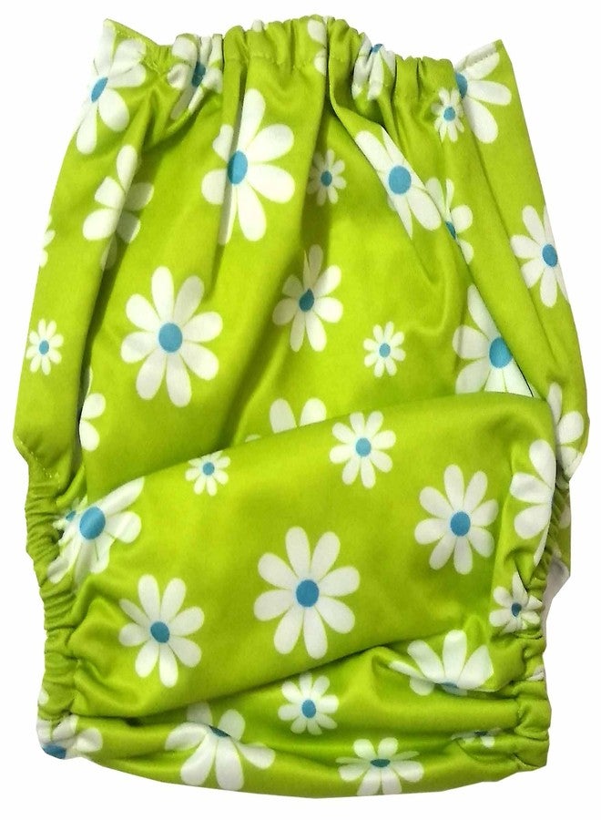 N&M Reusable Printed Cloth Diaper Without Insert - (Green Flower) - Image 1