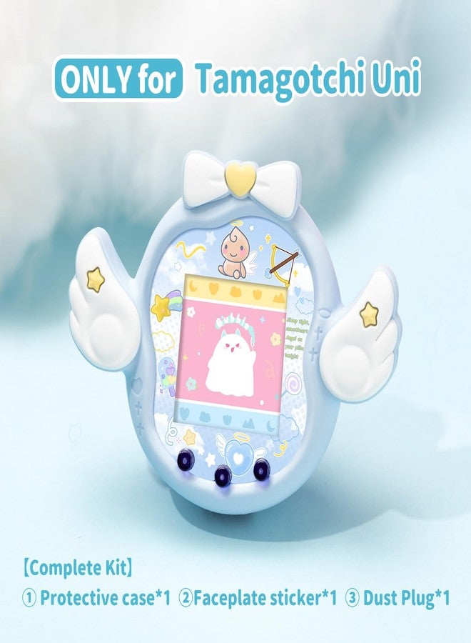 BUBBLELOGUS Angel Wing Protective Case for Tamagotchi Uni, Soft TPU Silicone Cover with Faceplate & Star Dust Plug, Anti-Scratch & Waterproof (Blue) - Image 2