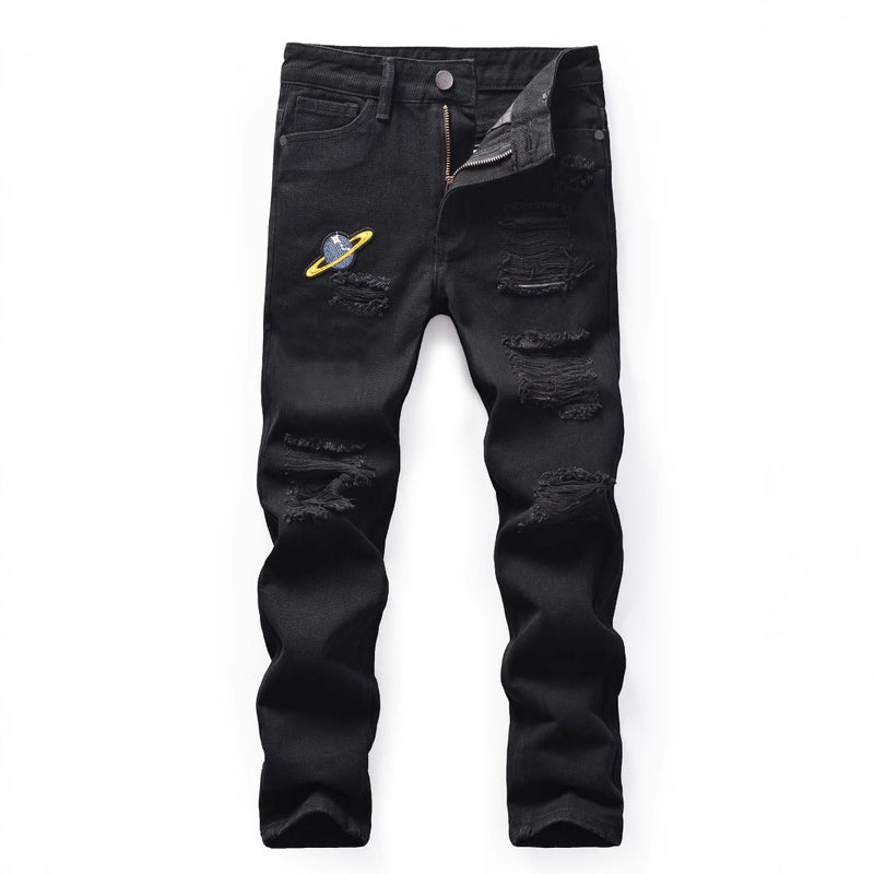 New Fashion Trendy Korean High Street Boys' Ripped Jeans Casual Long Pants For Older Children - Image 4