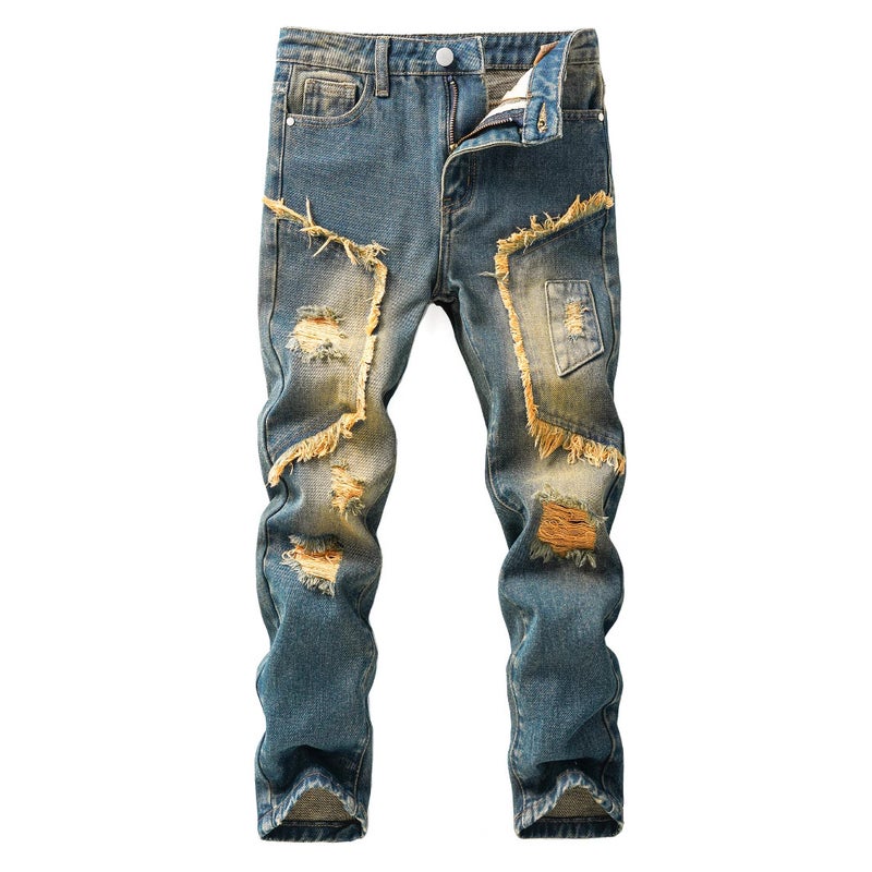 New Fashion Trendy Korean High Street Boys' Ripped Jeans Casual Long Pants For Older Children - Image 5