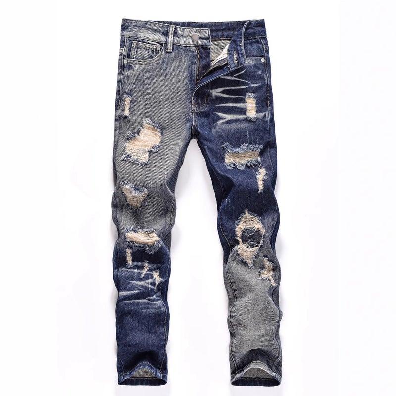 New Fashion Trendy Korean High Street Boys' Ripped Jeans Casual Long Pants For Older Children - Image 3