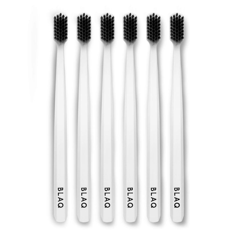 BLAQ Charcoal Toothbrush with Charcoal Infused Bristles, Pack of 6, Designed to Help Prevent Tartar Build Up - Image 1