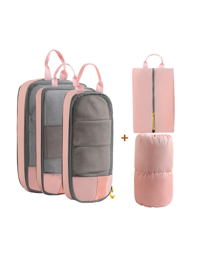Excefore Ultra Space Saving Self-Compression Organizer, Space Saver Bags, Self-Compression Design Clothing Storage Bags, Heavy Duty Moving Bags, Compressed Storage Bags for Clothing, Blankets, Pink  - Image 1