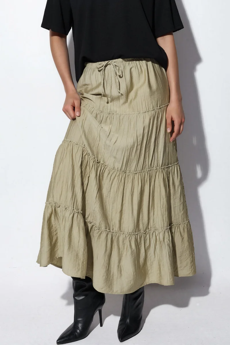 Busem BUSEM High Waist Textured A-Line Maxi Skirt