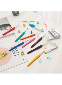 Lemon 53PCS Crochet Hooks Set, with Carry Bag, Needles, Color Stitch Markers, Measure Tape Beginners Crochet Hook Set for Crochet Art, DIY Crafting,Multicolor, With Transparent Case  - Image 4