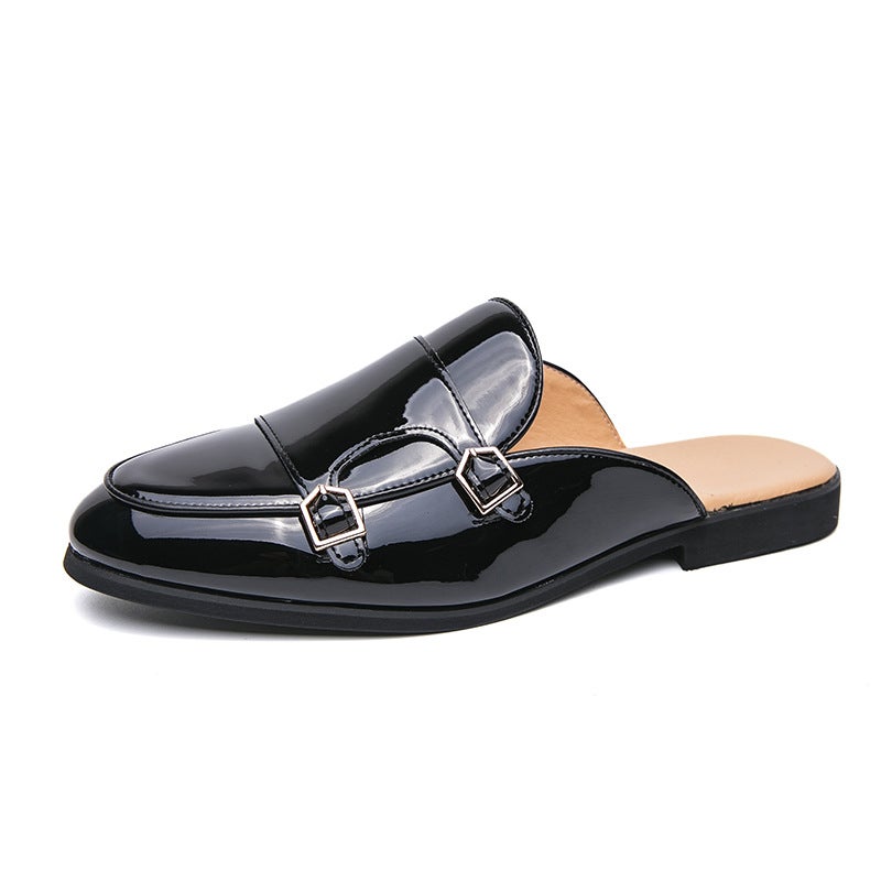 Fitting Room Half Slippers Men'S 2023 Breathable Lazy Leather Slippers Men'S Heelless Slip-On Men'S Shoes - Image 1