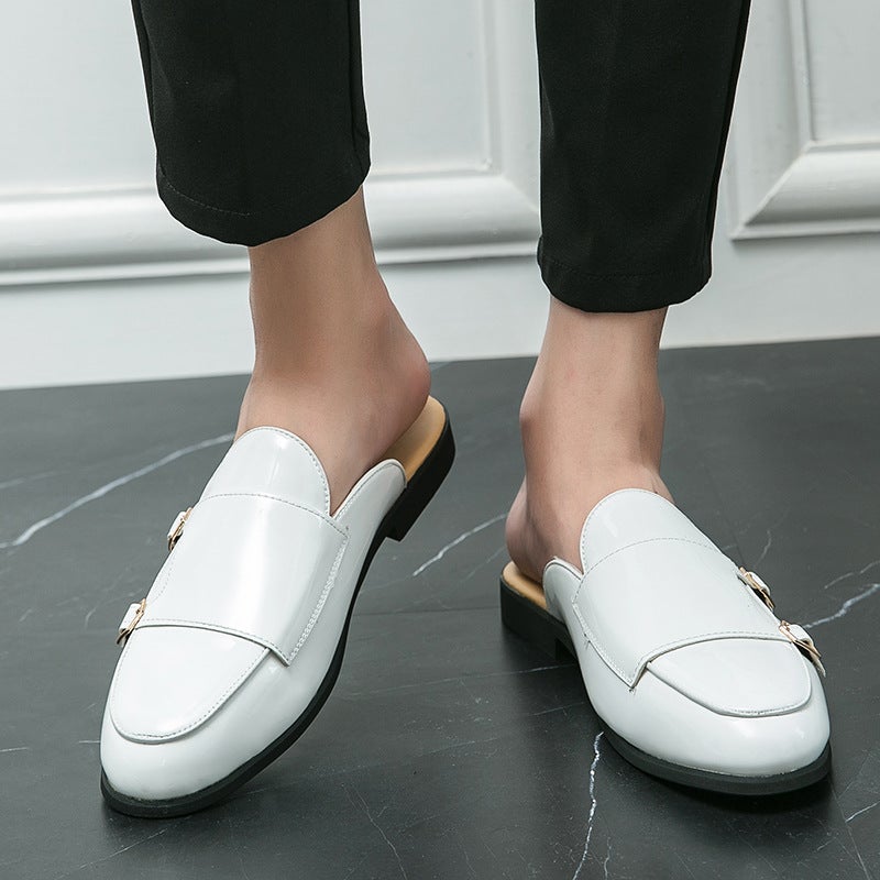 Fitting Room Half Slippers Men'S 2023 Breathable Lazy Leather Slippers Men'S Heelless Slip-On Men'S Shoes - Image 4