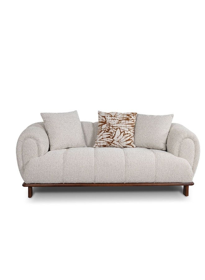 DANUBE HOME Wade 2 Seater Fabric Sofa, Two-Seat Couch For Living Room, Stylish Compact Design With Soft Fabric Finish And Modern Detailing – Beige/Brown - Image 1