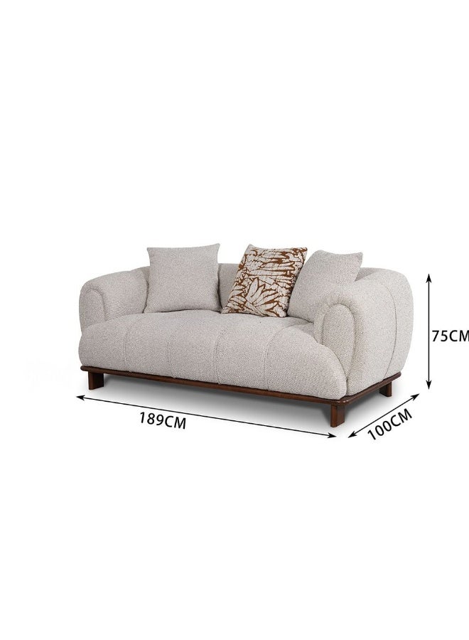 DANUBE HOME Wade 2 Seater Fabric Sofa, Two-Seat Couch For Living Room, Stylish Compact Design With Soft Fabric Finish And Modern Detailing – Beige/Brown - Image 5