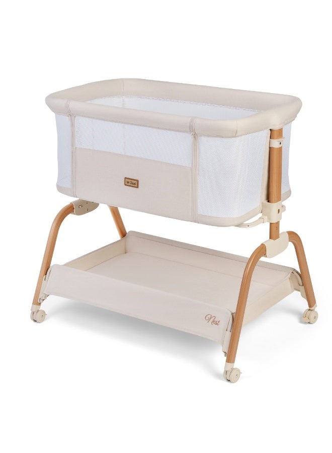 Jikel - Nest Co-Sleeper Bedside Crib - Soft Beige - Image 1