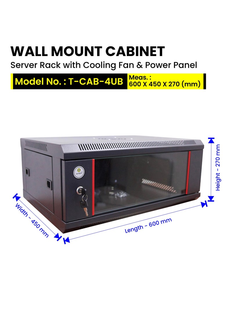 هاي-تيك خزانة التثبيت على الحائط HI-TECH - حامل خادم مع مروحة تبريد ولوحة طاقة، إطار معدني قوي، مثالي لمعدات الشبكات . - Image 4