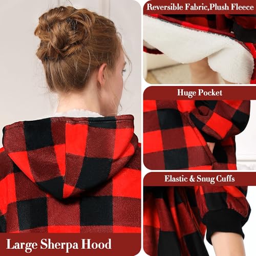 LetsFunny Blanket Hoodie,Oversized Wearable Sherpa Fleece Blanket Sweatshirt,Super Soft Warm Cozy with Giant Pocket,Gifts for Women Men Adults Teenagers Kids, One Size Fits All - Image 4