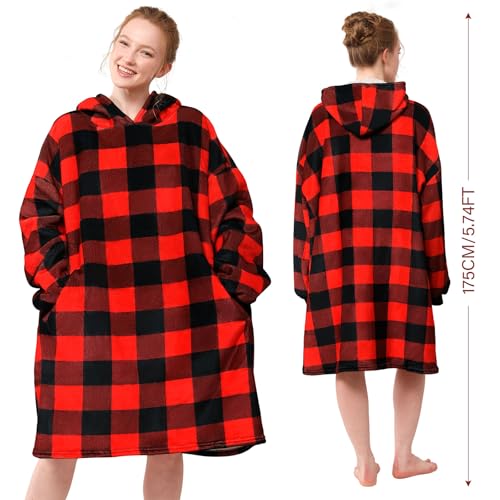 LetsFunny Blanket Hoodie,Oversized Wearable Sherpa Fleece Blanket Sweatshirt,Super Soft Warm Cozy with Giant Pocket,Gifts for Women Men Adults Teenagers Kids, One Size Fits All - Image 2