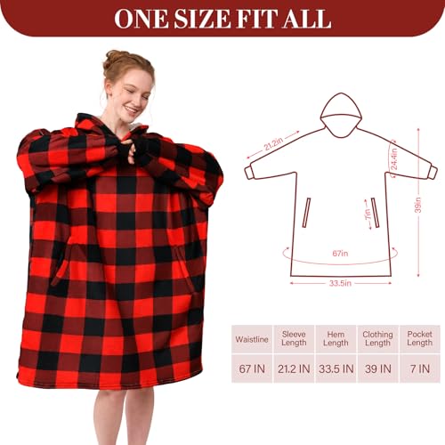 LetsFunny Blanket Hoodie,Oversized Wearable Sherpa Fleece Blanket Sweatshirt,Super Soft Warm Cozy with Giant Pocket,Gifts for Women Men Adults Teenagers Kids, One Size Fits All - Image 3