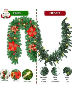 Beauenty 2.7m/9f Decorations Artificial Indoor, Artificial Garland Decoration, Outdoor Garland, for Stairs, Fireplace, Door  - Image 3